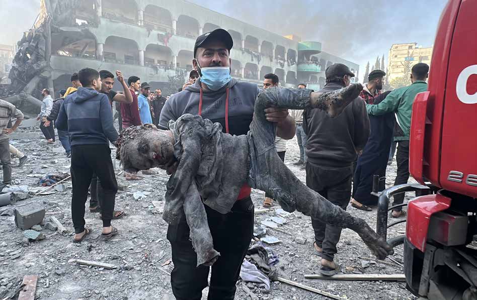 An Israeli airstrike targeting Dar al-Arqam School, where displaced Palestinians had taken shelter, killed 31 people, including children.