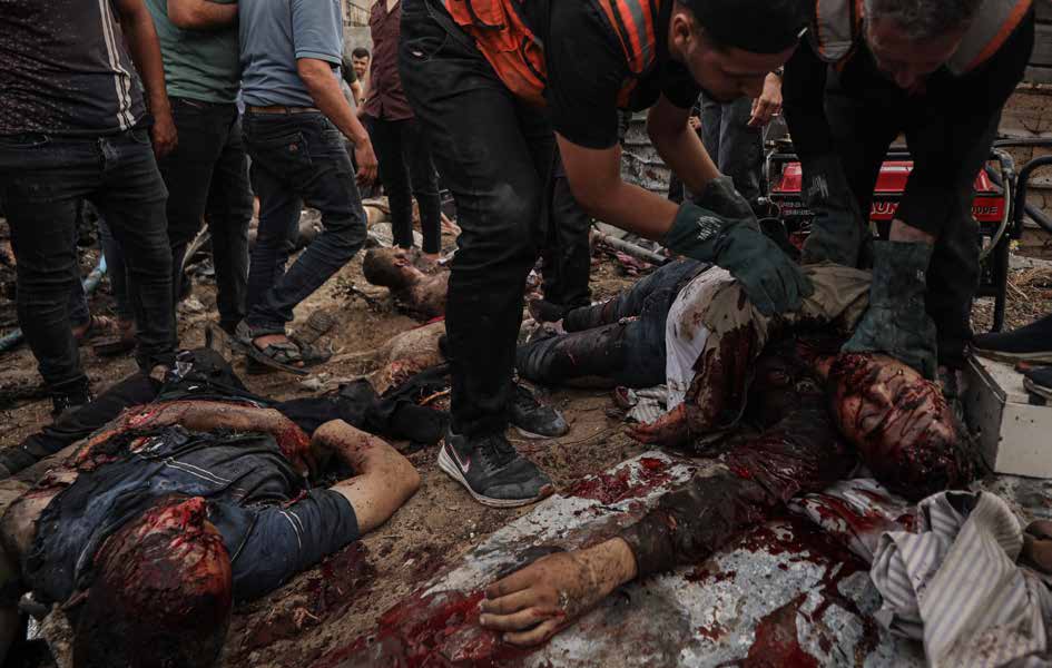 Palestinians killed and wounded in an Israeli strike on the Jabalia area in northern Gaza.