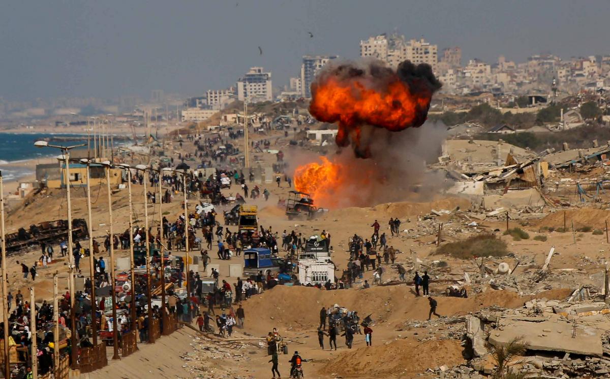 An Israeli drone strike on a vehicle traveling north along al-Rashid Street in the southern Gaza Strip wounds five Palestinians, including a child.
