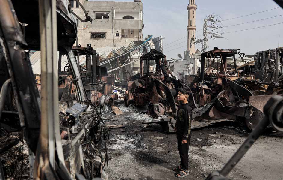 In its ongoing assault on the Gaza Strip, the Israeli military targeted trucks and heavy machinery belonging to the Jabalia municipality in northern Gaza City. Dozens of vehicles were rendered inoperable in the strikes.