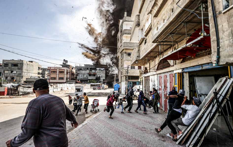 The moment an Israeli strike hits the Nuseirat Camp in central Gaza.